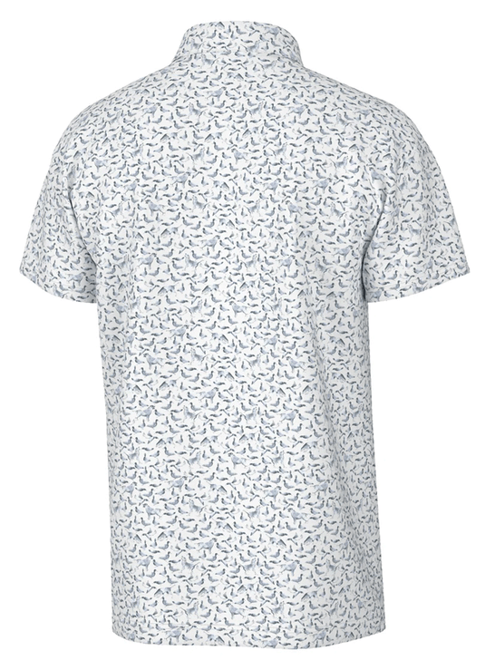 Local Boy Outfitters L1200043-WHT Mens Dirty Myrtle Polo Duck Dog White back view. If you need any assistance with this item or the purchase of this item please call us at five six one seven four eight eight eight zero one Monday through Saturday 10:00a.m EST to 8:00 p.m EST