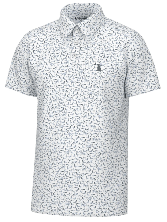 Local Boy Outfitters L1200043-WHT Mens Dirty Myrtle Polo Duck Dog White front view. If you need any assistance with this item or the purchase of this item please call us at five six one seven four eight eight eight zero one Monday through Saturday 10:00a.m EST to 8:00 p.m EST