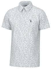 Local Boy Outfitters L1200043-WHT Mens Dirty Myrtle Polo Duck Dog White front view. If you need any assistance with this item or the purchase of this item please call us at five six one seven four eight eight eight zero one Monday through Saturday 10:00a.m EST to 8:00 p.m EST