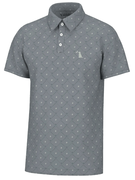Local Boy Outfitters L1200048-GRY Mens Dirty Myrtle Polo Short Game front view. If you need any assistance with this item or the purchase of this item please call us at five six one seven four eight eight eight zero one Monday through Saturday 10:00a.m EST to 8:00 p.m EST