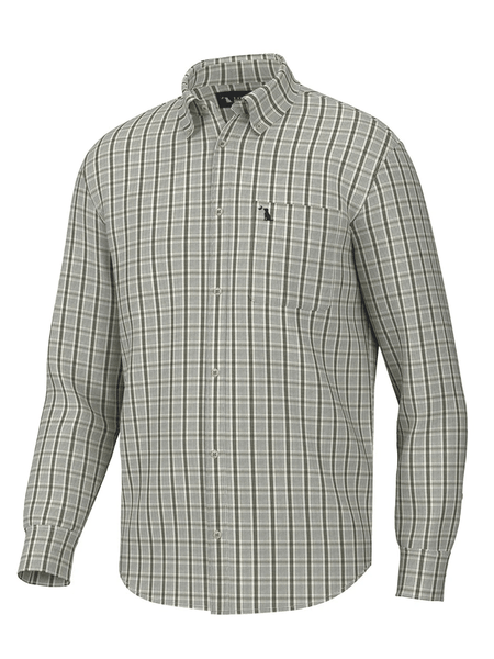 Local Boy Outfitters L1500042-LBOG Mens Stamps Dress Shirt Light Beige Olive Green front view. If you need any assistance with this item or the purchase of this item please call us at five six one seven four eight eight eight zero one Monday through Saturday 10:00a.m EST to 8:00 p.m EST