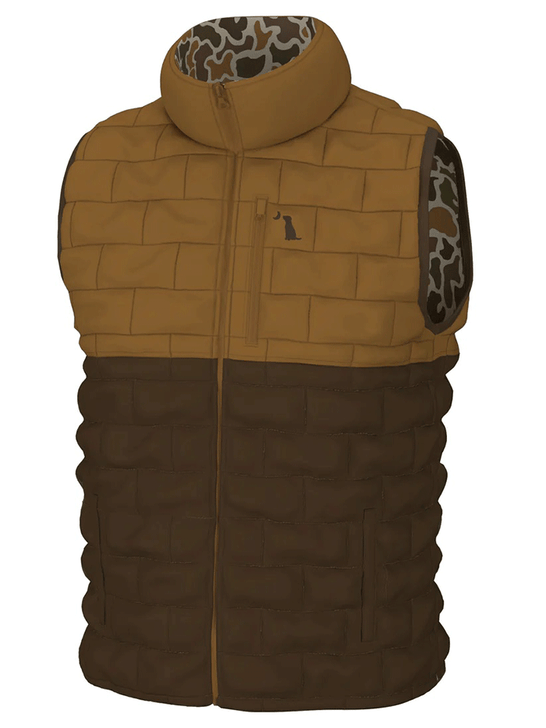 Local Boy Outfitters L1300044-LCV Mens Duck Down Reversible Vest Localflage Vintage front view. If you need any assistance with this item or the purchase of this item please call us at five six one seven four eight eight eight zero one Monday through Saturday 10:00a.m EST to 8:00 p.m EST