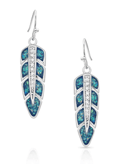 Montana Silversmiths ER4165 Womens Hawk Feather Opal Earrings Silver front view. If you need any assistance with this item or the purchase of this item please call us at five six one seven four eight eight eight zero one Monday through Saturday 10:00a.m EST to 8:00 p.m EST