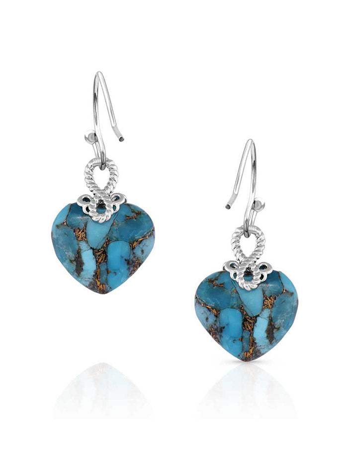 Montana Silversmiths ER5189 Womens Untamable Heart of Stone Earrings Turquoise Silver front view. If you need any assistance with this item or the purchase of this item please call us at five six one seven four eight eight eight zero one Monday through Saturday 10:00a.m EST to 8:00 p.m EST
