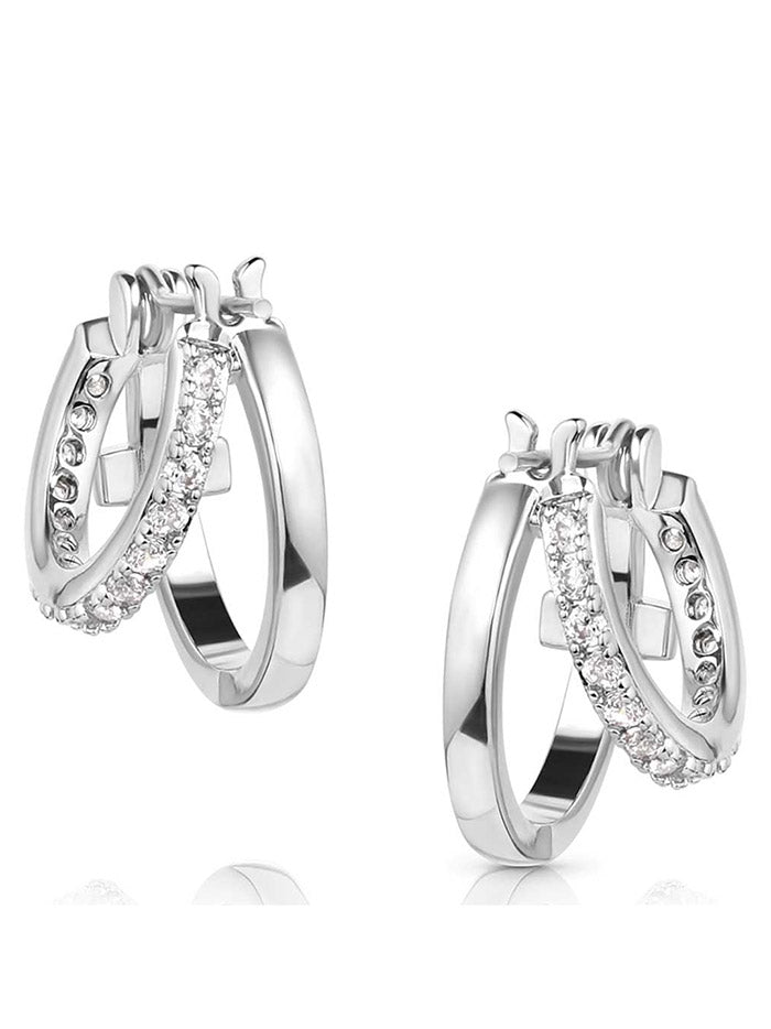 Montana Silversmiths ER5949 Womens Wrapped in Faith Crystal Earrings Silver front view. If you need any assistance with this item or the purchase of this item please call us at five six one seven four eight eight eight zero one Monday through Saturday 10:00a.m EST to 8:00 p.m EST