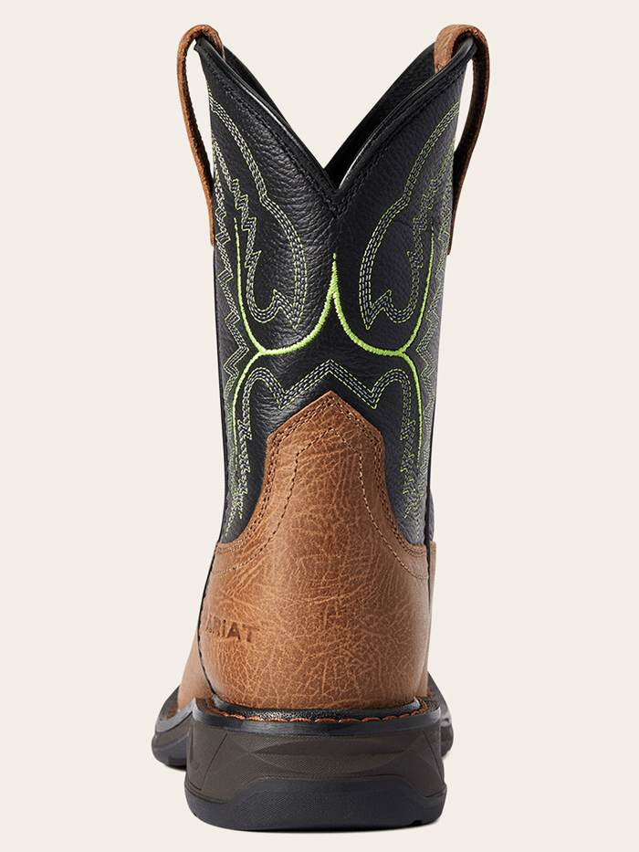 Ariat 10035884 Kids WorkHog XT Wide Square Toe Boot Tumbled Bark front and side view. If you need any assistance with this item or the purchase of this item please call us at five six one seven four eight eight eight zero one Monday through Saturday 10:00a.m EST to 8:00 p.m EST