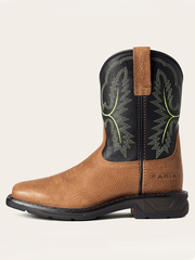 Ariat 10035884 Kids WorkHog XT Wide Square Toe Boot Tumbled Bark outter side view. If you need any assistance with this item or the purchase of this item please call us at five six one seven four eight eight eight zero one Monday through Saturday 10:00a.m EST to 8:00 p.m EST