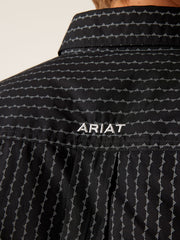 Ariat 10046287 Mens Team Woddson Long Sleeve Shirt Black back close up. If you need any assistance with this item or the purchase of this item please call us at five six one seven four eight eight eight zero one Monday through Saturday 10:00a.m EST to 8:00 p.m EST