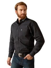 Ariat 10046287 Mens Team Woddson Long Sleeve Shirt Black front view. If you need any assistance with this item or the purchase of this item please call us at five six one seven four eight eight eight zero one Monday through Saturday 10:00a.m EST to 8:00 p.m EST