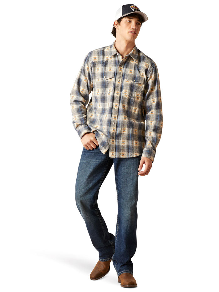 Ariat 10046296 Mens Retro Fit Shirt Vaporous Gray front view. If you need any assistance with this item or the purchase of this item please call us at five six one seven four eight eight eight zero one Monday through Saturday 10:00a.m EST to 8:00 p.m EST