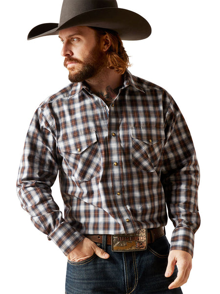 Ariat 10046520 Mens Pro Grayson Classic Long Sleeve Shirt Bark front view. If you need any assistance with this item or the purchase of this item please call us at five six one seven four eight eight eight zero one Monday through Saturday 10:00a.m EST to 8:00 p.m EST