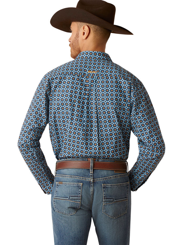 Ariat 10046529 Mens Gordy Classic Snap Long Sleeve Shirt Moonlit Ocean front view. If you need any assistance with this item or the purchase of this item please call us at five six one seven four eight eight eight zero one Monday through Saturday 10:00a.m EST to 8:00 p.m EST