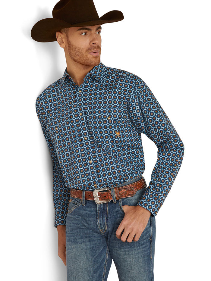 Ariat 10046529 Mens Gordy Classic Snap Long Sleeve Shirt Moonlit Ocean front view. If you need any assistance with this item or the purchase of this item please call us at five six one seven four eight eight eight zero one Monday through Saturday 10:00a.m EST to 8:00 p.m EST
