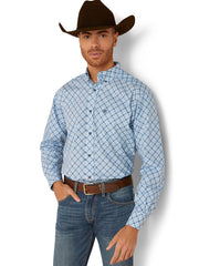 Ariat 10046576 Mens Galt Classic Shirt Blue front view. If you need any assistance with this item or the purchase of this item please call us at five six one seven four eight eight eight zero one Monday through Saturday 10:00a.m EST to 8:00 p.m EST