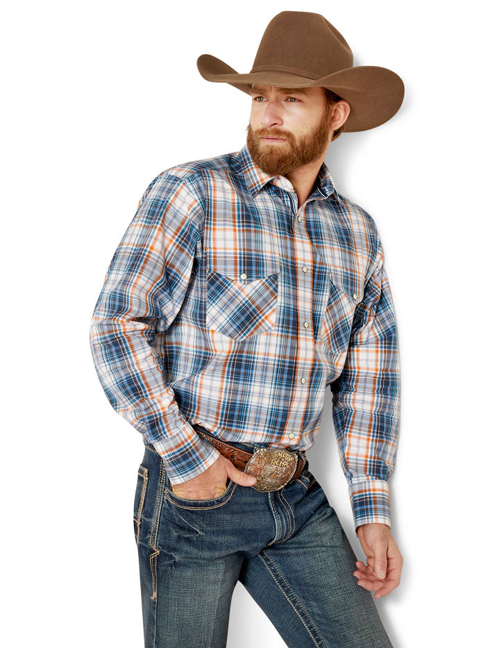 Ariat 10046579 Mens Pro Series Gordon Shirt Blue front view. If you need any assistance with this item or the purchase of this item please call us at five six one seven four eight eight eight zero one Monday through Saturday 10:00a.m EST to 8:00 p.m EST