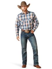 Ariat 10046579 Mens Pro Series Gordon Shirt Blue front view full body. If you need any assistance with this item or the purchase of this item please call us at five six one seven four eight eight eight zero one Monday through Saturday 10:00a.m EST to 8:00 p.m EST