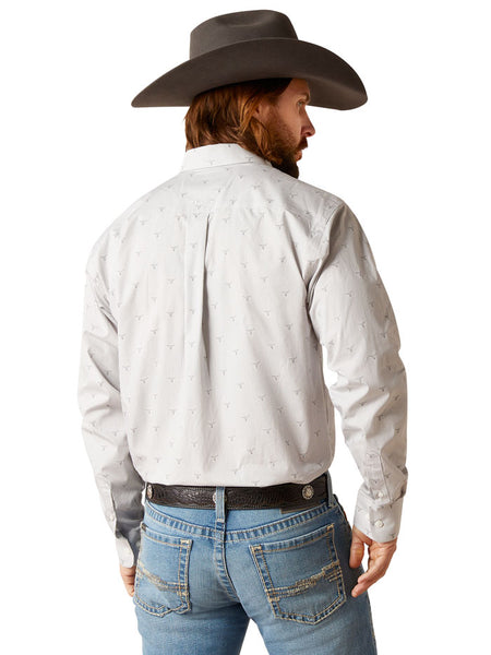 Ariat 10046589 Mens Wrinkle Free Victory Classic Shirt Eileen Gray back view. If you need any assistance with this item or the purchase of this item please call us at five six one seven four eight eight eight zero one Monday through Saturday 10:00a.m EST to 8:00 p.m EST