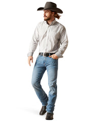 Ariat 10046589 Mens Wrinkle Free Victory Classic Shirt Eileen Gray front view full body. If you need any assistance with this item or the purchase of this item please call us at five six one seven four eight eight eight zero one Monday through Saturday 10:00a.m EST to 8:00 p.m EST