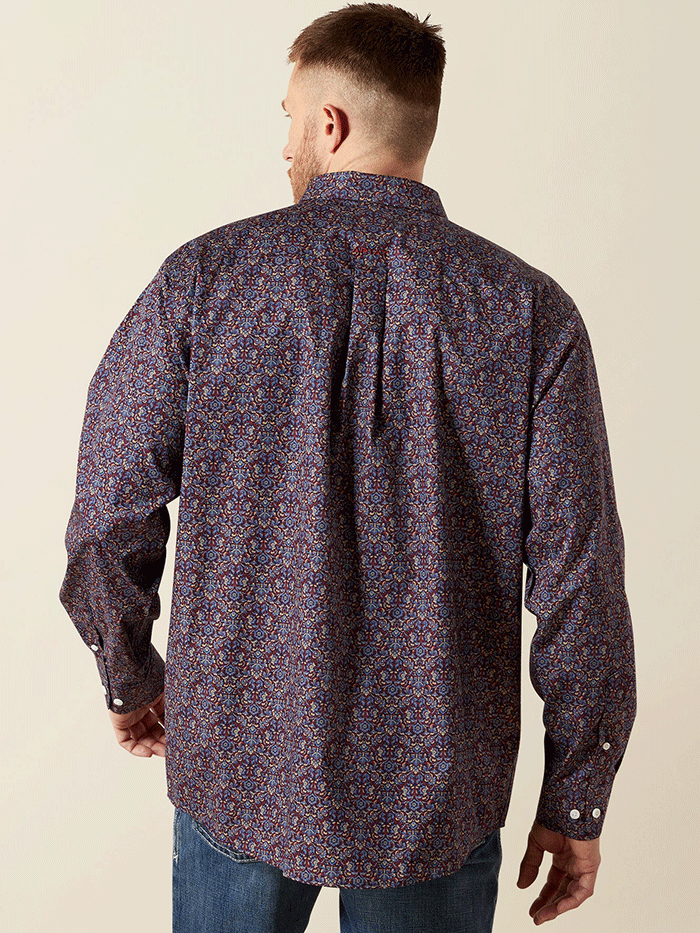 Ariat 10065805 Mens Wrinkle Free Brendan Classic Fit Shirt Blue front view. If you need any assistance with this item or the purchase of this item please call us at five six one seven four eight eight eight zero one Monday through Saturday 10:00a.m EST to 8:00 p.m EST 