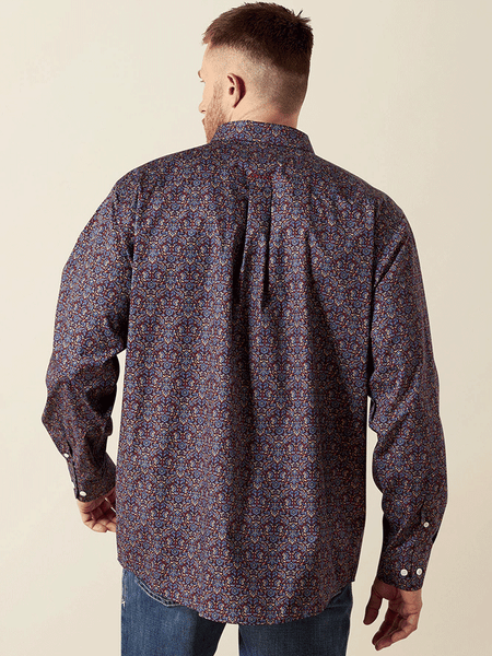 Ariat 10065805 Mens Wrinkle Free Brendan Classic Fit Shirt Blue back view. If you need any assistance with this item or the purchase of this item please call us at five six one seven four eight eight eight zero one Monday through Saturday 10:00a.m EST to 8:00 p.m EST