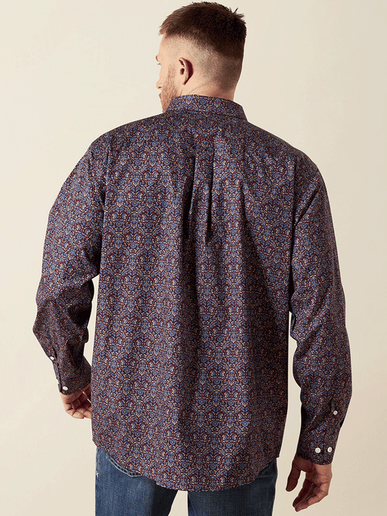 Ariat 10065805 Mens Wrinkle Free Brendan Classic Fit Shirt Blue back view. If you need any assistance with this item or the purchase of this item please call us at five six one seven four eight eight eight zero one Monday through Saturday 10:00a.m EST to 8:00 p.m EST