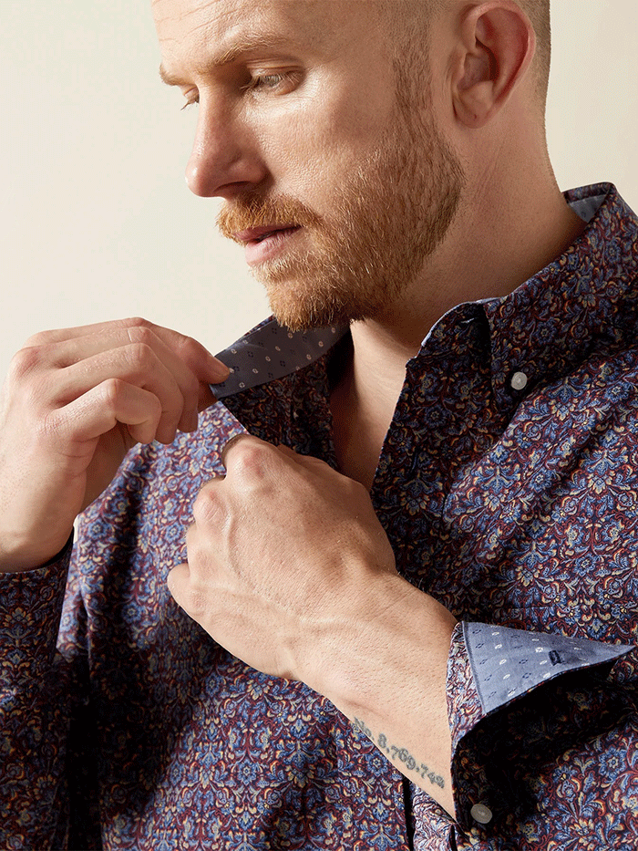 Ariat 10065805 Mens Wrinkle Free Brendan Classic Fit Shirt Blue front view. If you need any assistance with this item or the purchase of this item please call us at five six one seven four eight eight eight zero one Monday through Saturday 10:00a.m EST to 8:00 p.m EST 