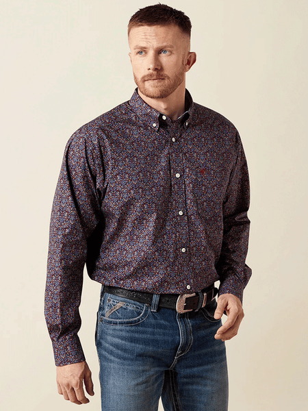 Ariat 10065805 Mens Wrinkle Free Brendan Classic Fit Shirt Blue front view. If you need any assistance with this item or the purchase of this item please call us at five six one seven four eight eight eight zero one Monday through Saturday 10:00a.m EST to 8:00 p.m EST 