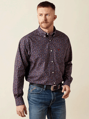 Ariat 10065805 Mens Wrinkle Free Brendan Classic Fit Shirt Blue front view. If you need any assistance with this item or the purchase of this item please call us at five six one seven four eight eight eight zero one Monday through Saturday 10:00a.m EST to 8:00 p.m EST 