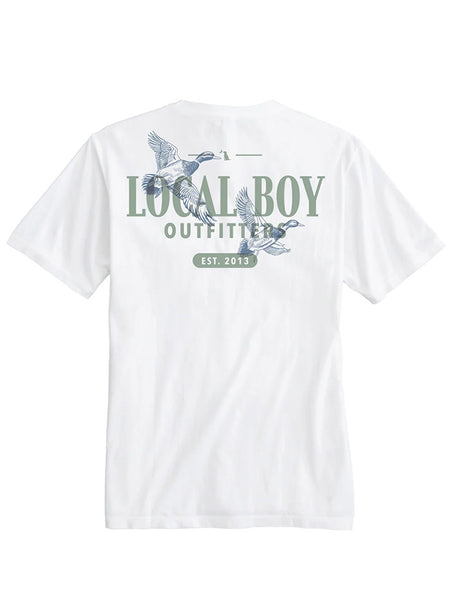 Local Boy Outfitters L1000807-WHT Mens Lucky Ducks T-Shirt White front view. If you need any assistance with this item or the purchase of this item please call us at five six one seven four eight eight eight zero one Monday through Saturday 10:00a.m EST to 8:00 p.m EST