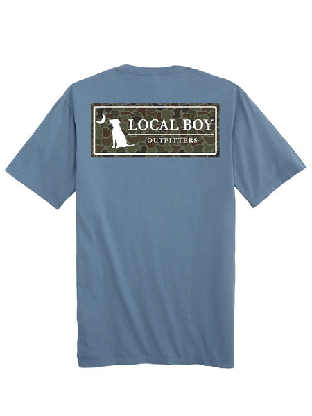 Local Boy Outfitters L1000786-SLT Mens Localflage OD Plate T-Shirt Slate back view. If you need any assistance with this item or the purchase of this item please call us at five six one seven four eight eight eight zero one Monday through Saturday 10:00a.m EST to 8:00 p.m EST