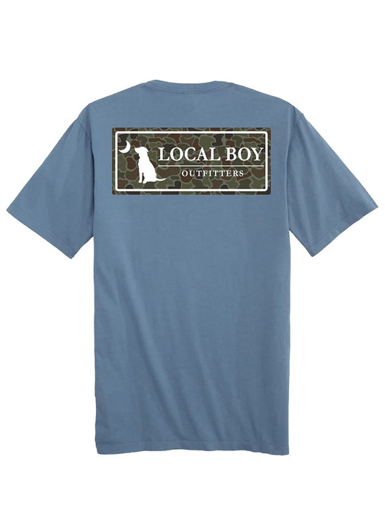 Local Boy Outfitters L1000786-SLT Mens Localflage OD Plate T-Shirt Slate back view. If you need any assistance with this item or the purchase of this item please call us at five six one seven four eight eight eight zero one Monday through Saturday 10:00a.m EST to 8:00 p.m EST