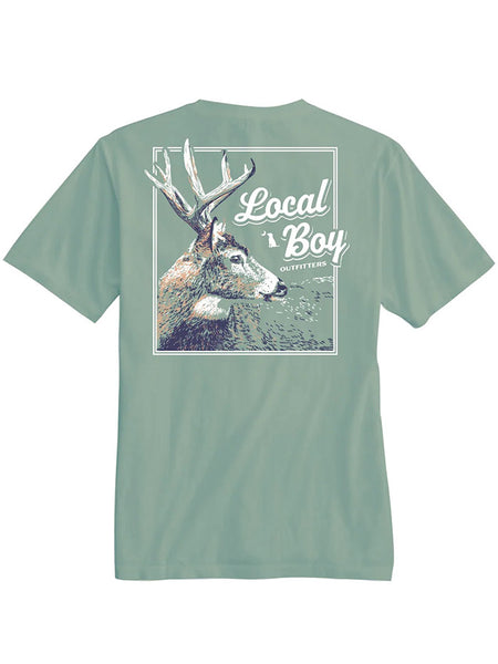 Local Boy Outfitters L1000792-BAY Mens Stag Profile T-Shirt Bay back view. If you need any assistance with this item or the purchase of this item please call us at five six one seven four eight eight eight zero one Monday through Saturday 10:00a.m EST to 8:00 p.m EST