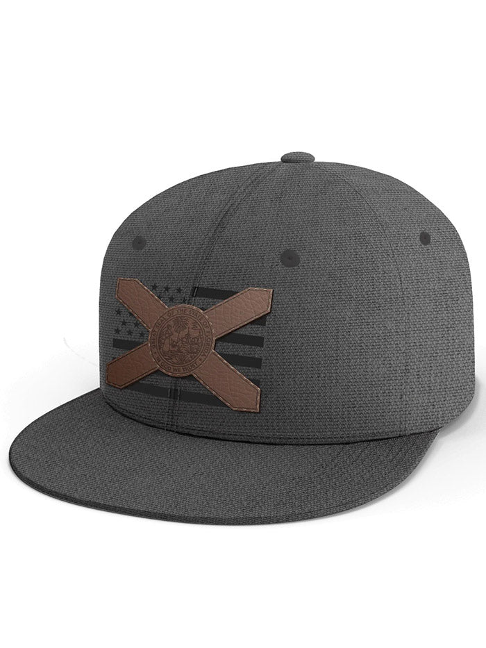 FloGrown FGH-352 Florida Leather Cap Gray side/ front view. If you need any assistance with this item or the purchase of this item please call us at five six one seven four eight eight eight zero one Monday through Saturday 10:00a.m EST to 8:00 p.m EST