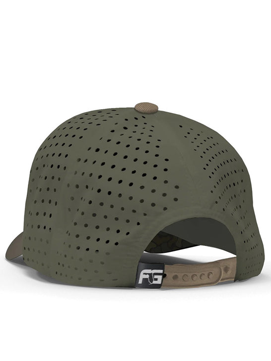 FloGrown FGH-418 Florida Hunter 25 Cap Olive side/ back view. If you need any assistance with this item or the purchase of this item please call us at five six one seven four eight eight eight zero one Monday through Saturday 10:00a.m EST to 8:00 p.m EST