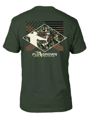 FloGrown FGM1-1058 Mens Bow Season Tee Olive back view. If you need any assistance with this item or the purchase of this item please call us at five six one seven four eight eight eight zero one Monday through Saturday 10:00a.m EST to 8:00 p.m EST

