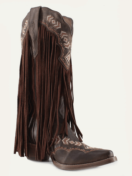 Buck & Brana FRANNY Ladies Fringe Western Boots Honey side / front view. If you need any assistance with this item or the purchase of this item please call us at five six one seven four eight eight eight zero one Monday through Saturday 10:00a.m EST to 8:00 p.m EST