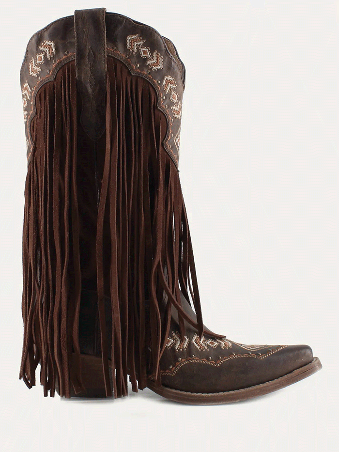 Buck & Brana FRANNY Ladies Fringe Western Boots Honey side / front view. If you need any assistance with this item or the purchase of this item please call us at five six one seven four eight eight eight zero one Monday through Saturday 10:00a.m EST to 8:00 p.m EST