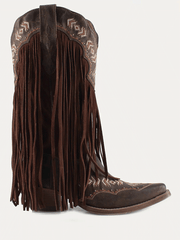 Buck & Brana FRANNY Ladies Fringe Western Boots Honey side view. If you need any assistance with this item or the purchase of this item please call us at five six one seven four eight eight eight zero one Monday through Saturday 10:00a.m EST to 8:00 p.m EST
