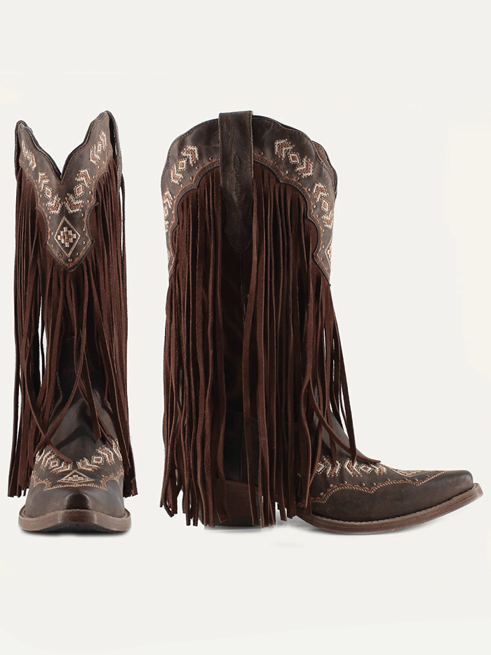 Buck & Brana FRANNY Ladies Fringe Western Boots Honey side / front view. If you need any assistance with this item or the purchase of this item please call us at five six one seven four eight eight eight zero one Monday through Saturday 10:00a.m EST to 8:00 p.m EST