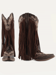Buck & Brana FRANNY Ladies Fringe Western Boots Honey front and side view. If you need any assistance with this item or the purchase of this item please call us at five six one seven four eight eight eight zero one Monday through Saturday 10:00a.m EST to 8:00 p.m EST