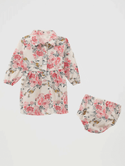 Wrangler 112371853 Little Girls Printed Western Snap Dress Floral White front view. If you need any assistance with this item or the purchase of this item please call us at five six one seven four eight eight eight zero one Monday through Saturday 10:00a.m EST to 8:00 p.m EST