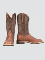 Lucchese M4091.WF Mens Rudy Peanut Cowhide Performance Cowboy Boots Tan pair front and side view. If you need any assistance with this item or the purchase of this item please call us at five six one seven four eight eight eight zero one Monday through Saturday 10:00a.m EST to 8:00 p.m EST