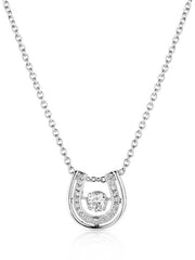 Montana Silversmiths NC3867 Womens Dancing with Luck Horseshoe Necklace Silver front view. If you need any assistance with this item or the purchase of this item please call us at five six one seven four eight eight eight zero one Monday through Saturday 10:00a.m EST to 8:00 p.m EST