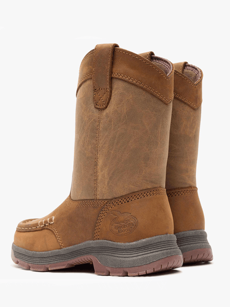 Georgia GB00705C Kids Athens SuperLyte Pull On Boot Tan side / back view. If you need any assistance with this item or the purchase of this item please call us at five six one seven four eight eight eight zero one Monday through Saturday 10:00a.m EST to 8:00 p.m EST