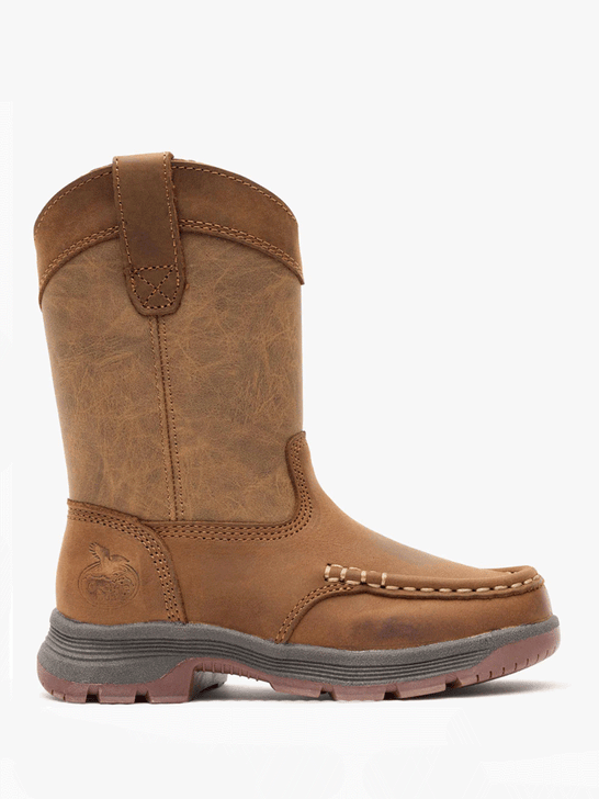 Georgia GB00705C Kids Athens SuperLyte Pull On Boot Tan side view. If you need any assistance with this item or the purchase of this item please call us at five six one seven four eight eight eight zero one Monday through Saturday 10:00a.m EST to 8:00 p.m EST