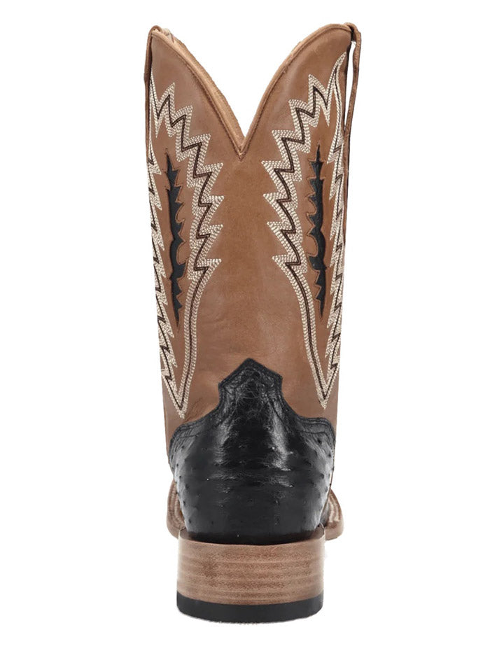 Dan Post GL101 Mens Gold Label BRANNAN Ostrich Leather Square Toe Boot Black front and side view. If you need any assistance with this item or the purchase of this item please call us at five six one seven four eight eight eight zero one Monday through Saturday 10:00a.m EST to 8:00 p.m EST
