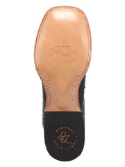 Dan Post GL101 Mens Gold Label BRANNAN Ostrich Leather Square Toe Boot Black sole view. If you need any assistance with this item or the purchase of this item please call us at five six one seven four eight eight eight zero one Monday through Saturday 10:00a.m EST to 8:00 p.m EST

