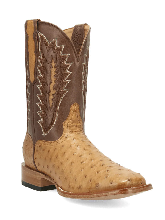 Dan Post GL103 Mens Gold Label BRANNAN Ostrich Leather Square Toe Boot Tan front and side view. If you need any assistance with this item or the purchase of this item please call us at five six one seven four eight eight eight zero one Monday through Saturday 10:00a.m EST to 8:00 p.m EST
