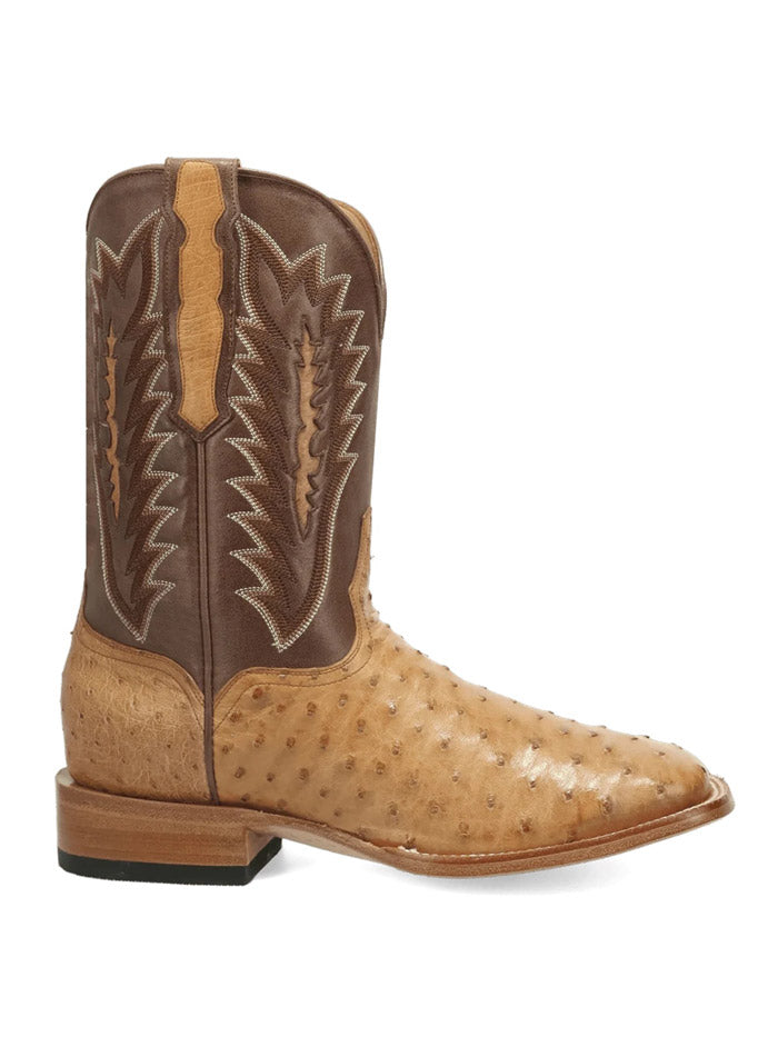 Dan Post GL103 Mens Gold Label BRANNAN Ostrich Leather Square Toe Boot Tan front and side view. If you need any assistance with this item or the purchase of this item please call us at five six one seven four eight eight eight zero one Monday through Saturday 10:00a.m EST to 8:00 p.m EST
