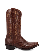 Dan Post GL108 Mens Gold Label DELANO Alligator Boot Brass Brown outter side view. If you need any assistance with this item or the purchase of this item please call us at five six one seven four eight eight eight zero one Monday through Saturday 10:00a.m EST to 8:00 p.m EST
